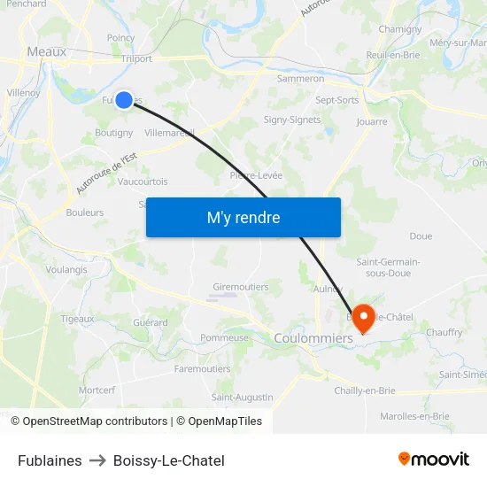 Fublaines to Boissy-Le-Chatel map
