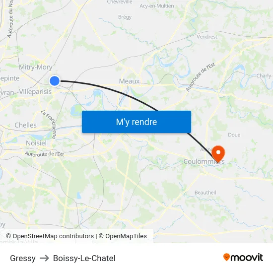 Gressy to Boissy-Le-Chatel map