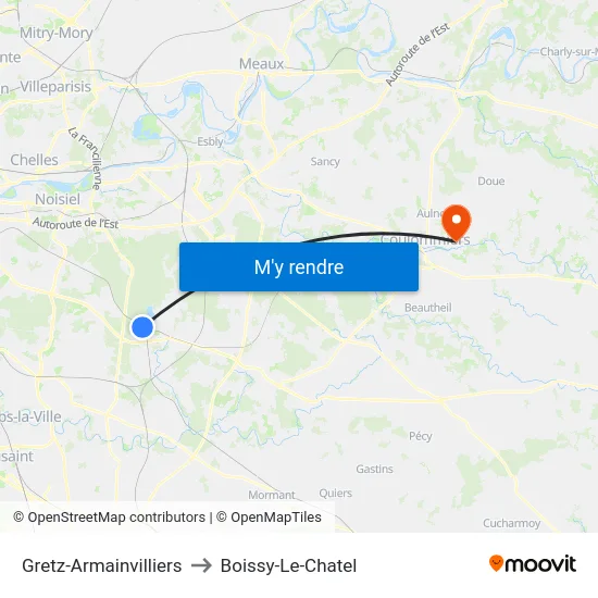 Gretz-Armainvilliers to Boissy-Le-Chatel map