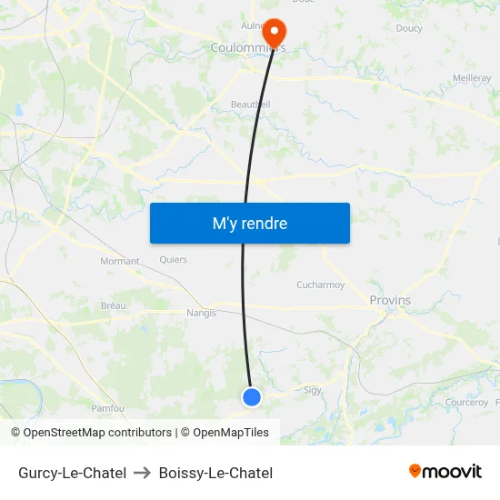 Gurcy-Le-Chatel to Boissy-Le-Chatel map