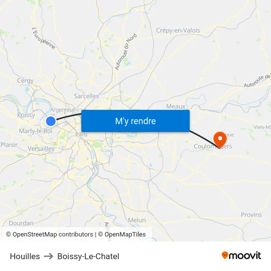 Houilles to Boissy-Le-Chatel map