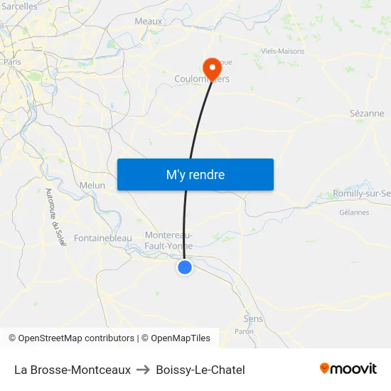 La Brosse-Montceaux to Boissy-Le-Chatel map