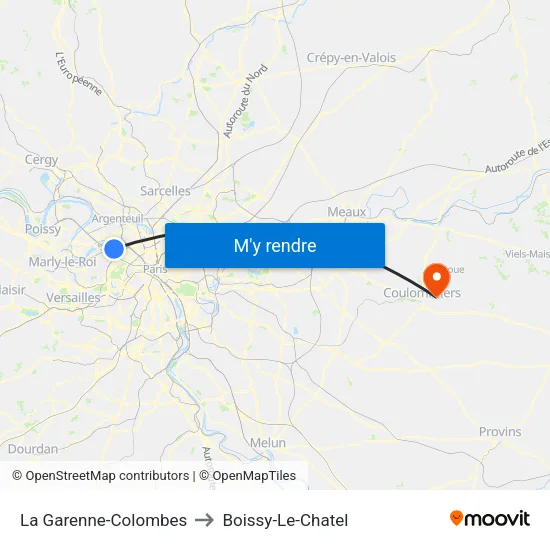 La Garenne-Colombes to Boissy-Le-Chatel map