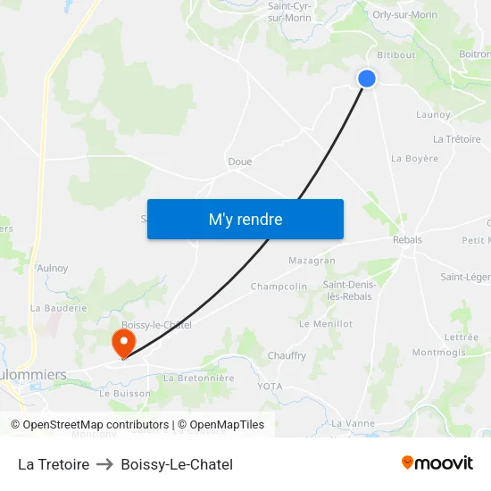 La Tretoire to Boissy-Le-Chatel map