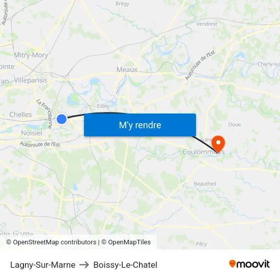 Lagny-Sur-Marne to Boissy-Le-Chatel map