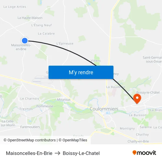 Maisoncelles-En-Brie to Boissy-Le-Chatel map
