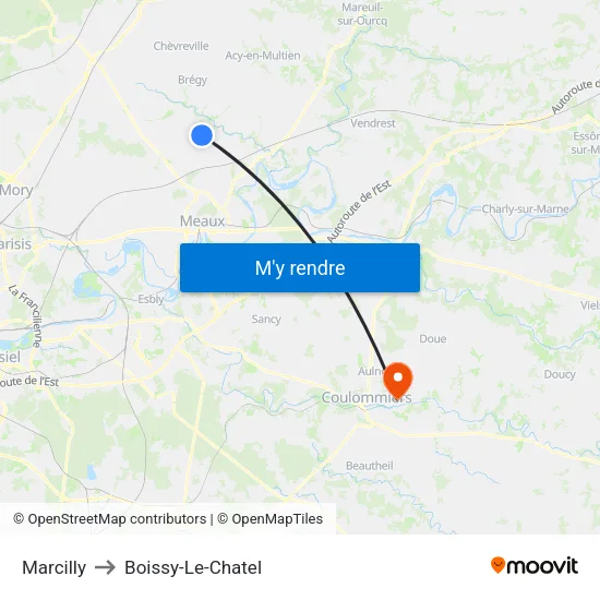 Marcilly to Boissy-Le-Chatel map