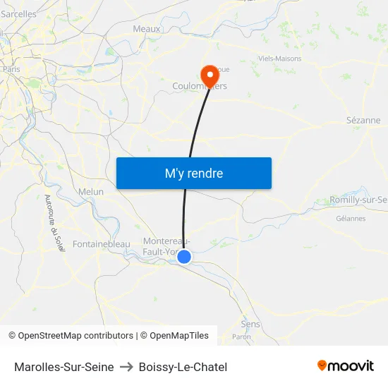 Marolles-Sur-Seine to Boissy-Le-Chatel map