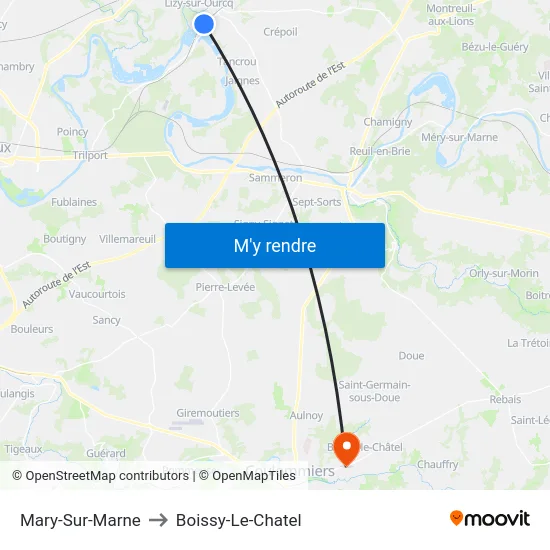 Mary-Sur-Marne to Boissy-Le-Chatel map