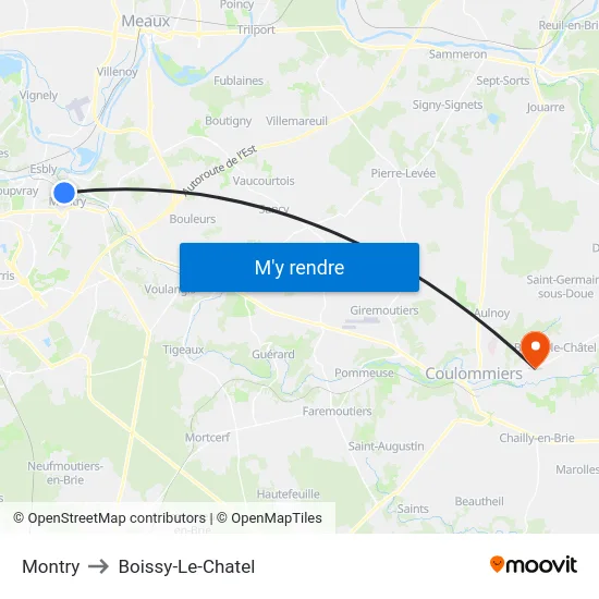 Montry to Boissy-Le-Chatel map
