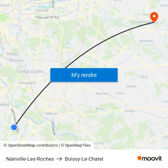 Nainville-Les-Roches to Boissy-Le-Chatel map