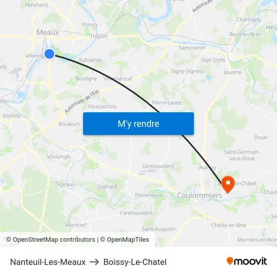 Nanteuil-Les-Meaux to Boissy-Le-Chatel map