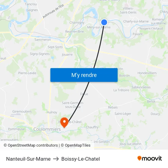 Nanteuil-Sur-Marne to Boissy-Le-Chatel map