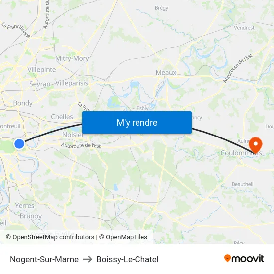 Nogent-Sur-Marne to Boissy-Le-Chatel map