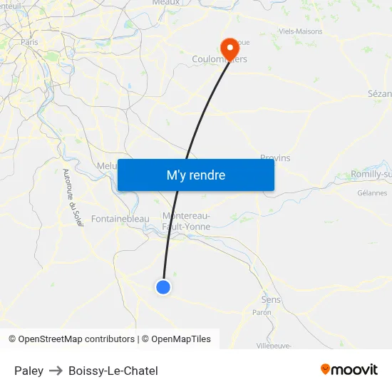 Paley to Boissy-Le-Chatel map
