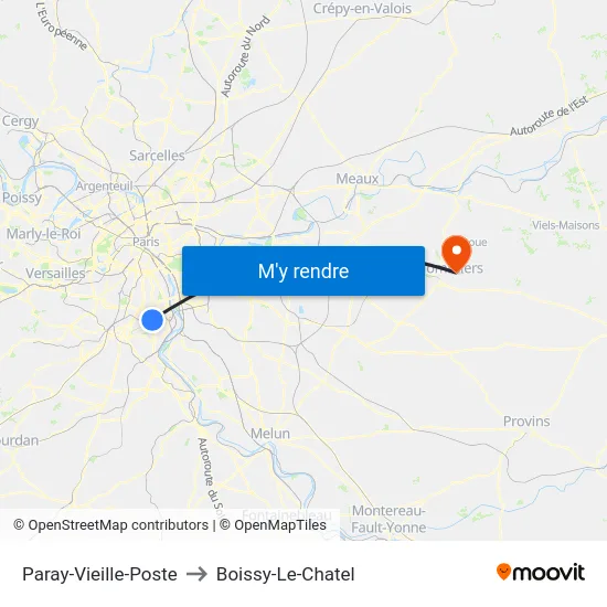 Paray-Vieille-Poste to Boissy-Le-Chatel map
