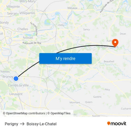 Perigny to Boissy-Le-Chatel map