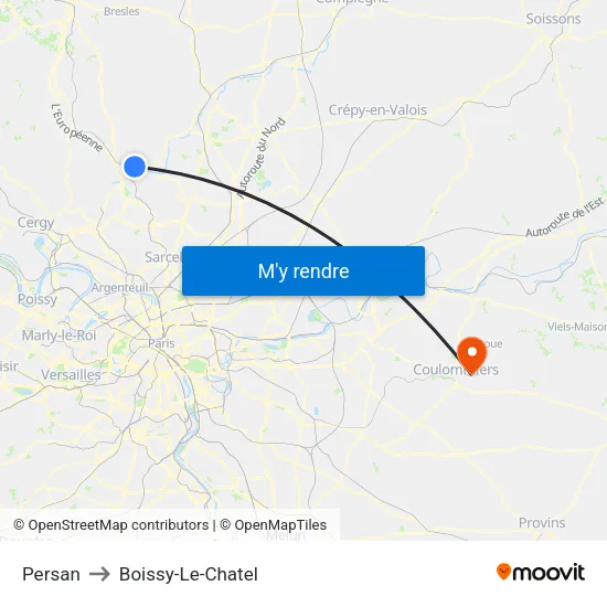 Persan to Boissy-Le-Chatel map