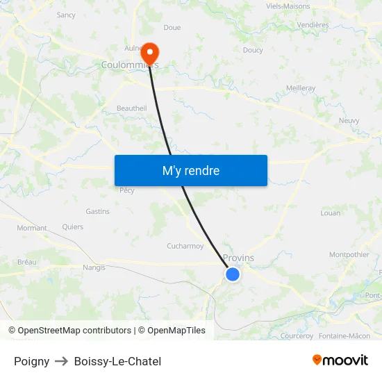 Poigny to Boissy-Le-Chatel map