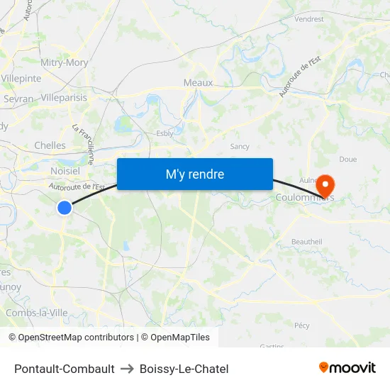 Pontault-Combault to Boissy-Le-Chatel map