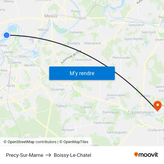 Precy-Sur-Marne to Boissy-Le-Chatel map