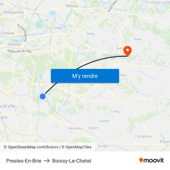 Presles-En-Brie to Boissy-Le-Chatel map