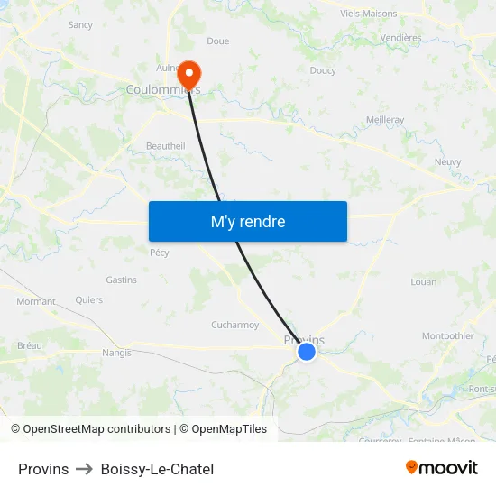 Provins to Boissy-Le-Chatel map