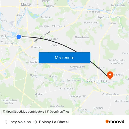 Quincy-Voisins to Boissy-Le-Chatel map