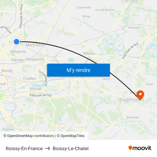 Roissy-En-France to Boissy-Le-Chatel map