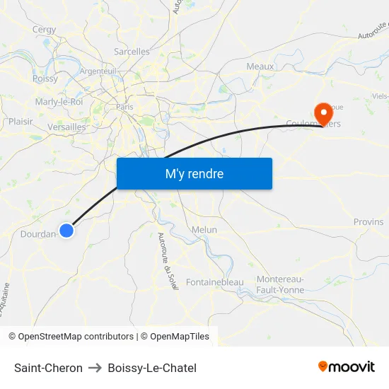Saint-Cheron to Boissy-Le-Chatel map