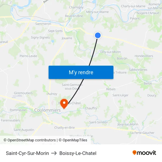 Saint-Cyr-Sur-Morin to Boissy-Le-Chatel map
