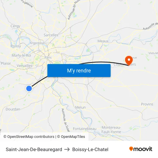 Saint-Jean-De-Beauregard to Boissy-Le-Chatel map