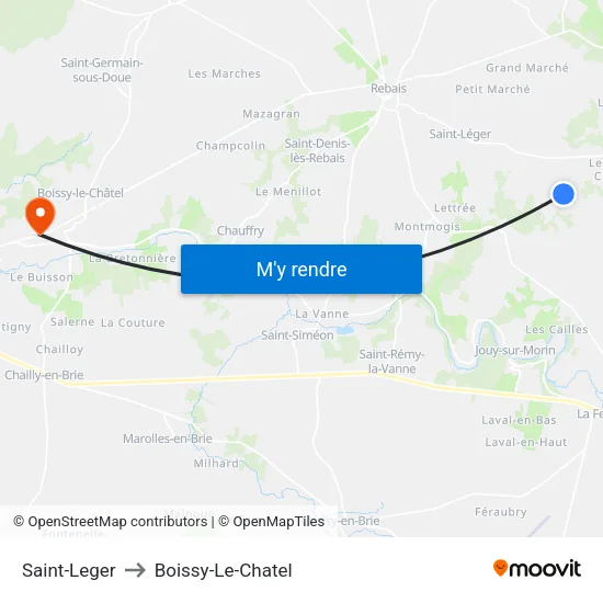 Saint-Leger to Boissy-Le-Chatel map