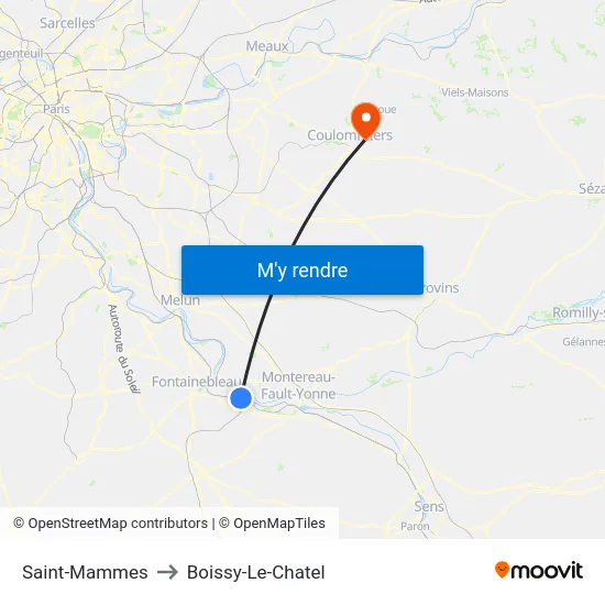 Saint-Mammes to Boissy-Le-Chatel map