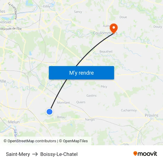 Saint-Mery to Boissy-Le-Chatel map