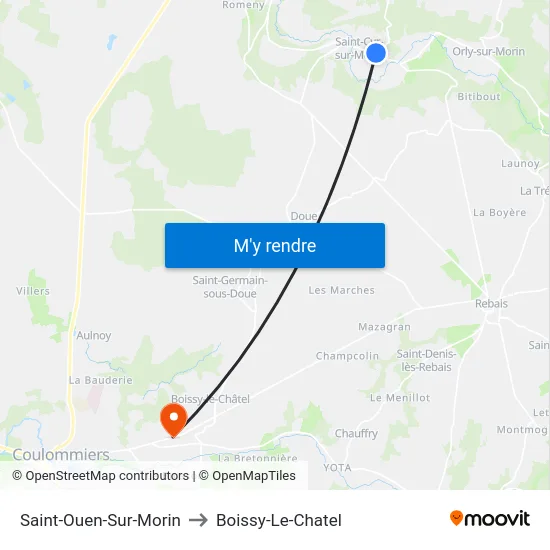 Saint-Ouen-Sur-Morin to Boissy-Le-Chatel map