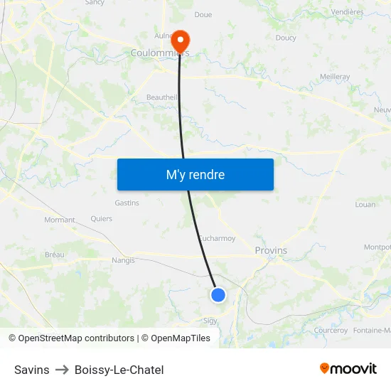 Savins to Boissy-Le-Chatel map