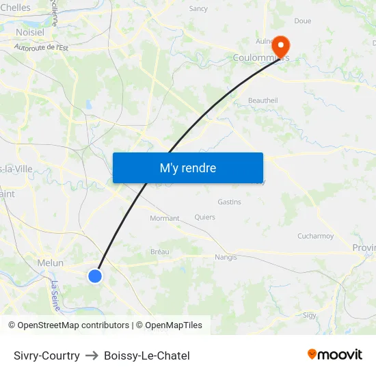 Sivry-Courtry to Boissy-Le-Chatel map