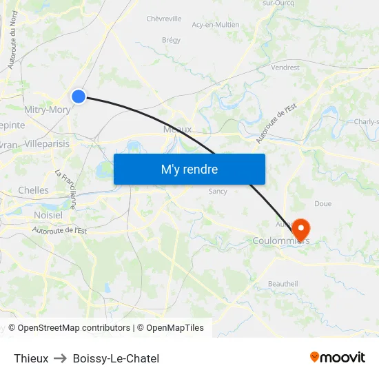 Thieux to Boissy-Le-Chatel map