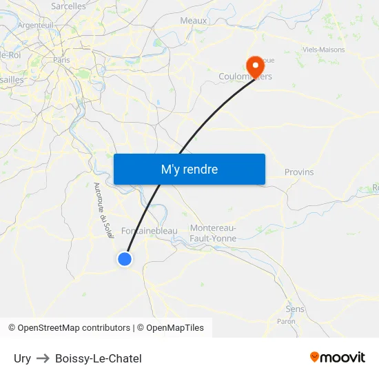 Ury to Boissy-Le-Chatel map