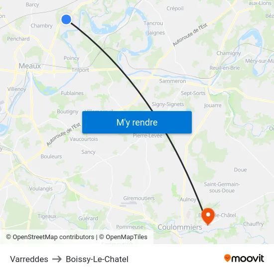 Varreddes to Boissy-Le-Chatel map