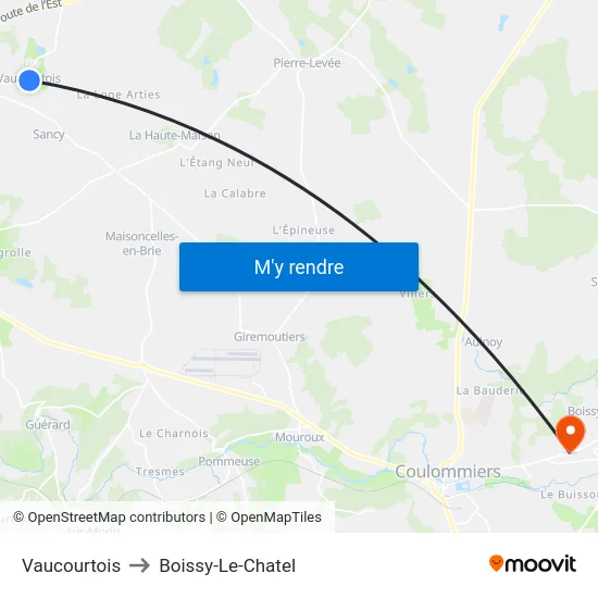 Vaucourtois to Boissy-Le-Chatel map