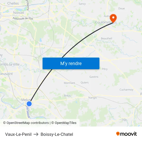 Vaux-Le-Penil to Boissy-Le-Chatel map