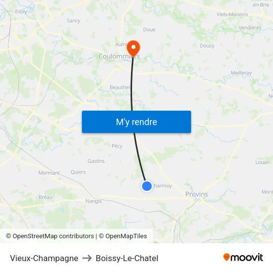 Vieux-Champagne to Boissy-Le-Chatel map