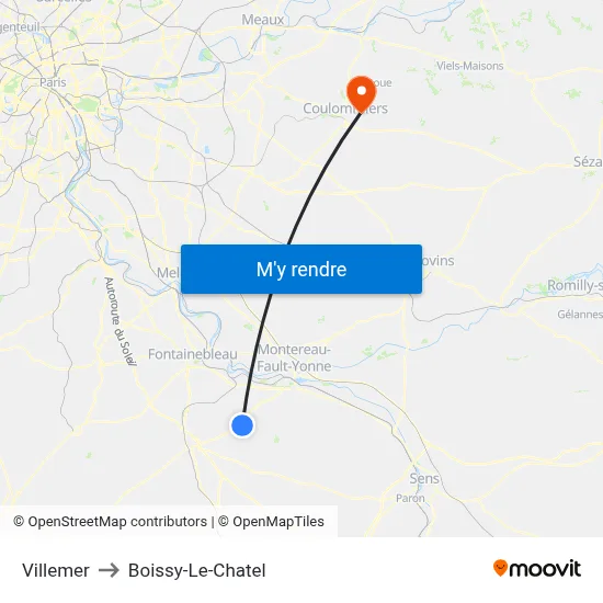 Villemer to Boissy-Le-Chatel map