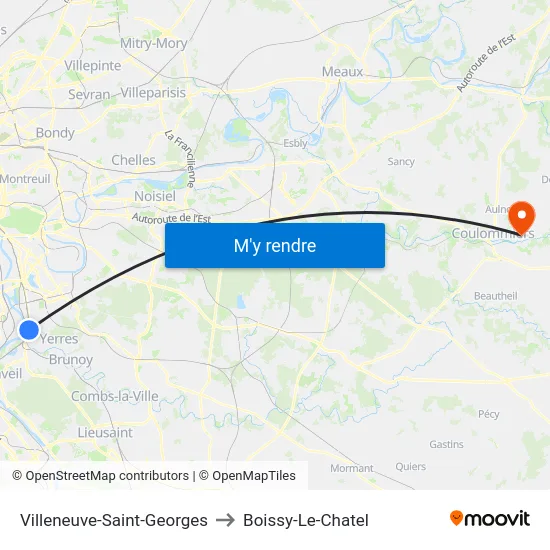 Villeneuve-Saint-Georges to Boissy-Le-Chatel map