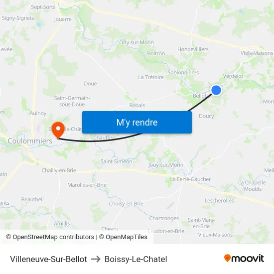 Villeneuve-Sur-Bellot to Boissy-Le-Chatel map