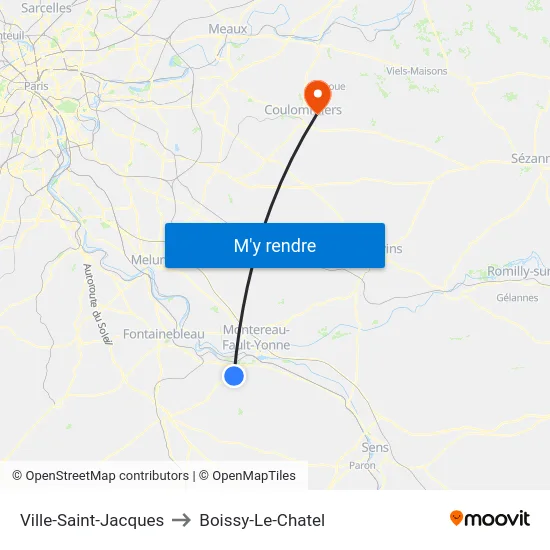Ville-Saint-Jacques to Boissy-Le-Chatel map