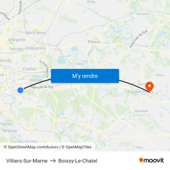 Villiers-Sur-Marne to Boissy-Le-Chatel map