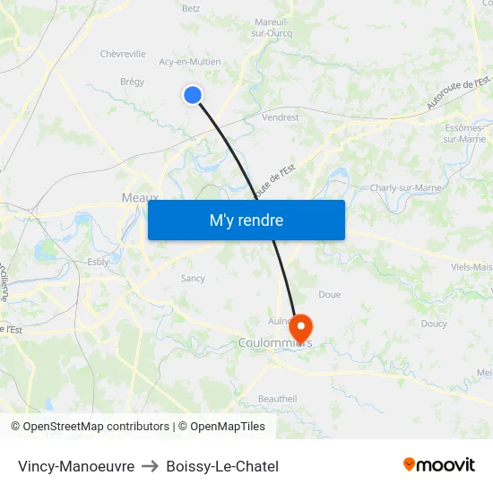 Vincy-Manoeuvre to Boissy-Le-Chatel map